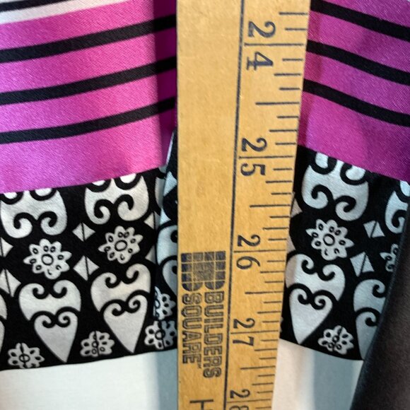 Hale Bob size Small Pink Silk Empire Waist Dress w/Black & White Pattern NWT - Picture 2 of 13